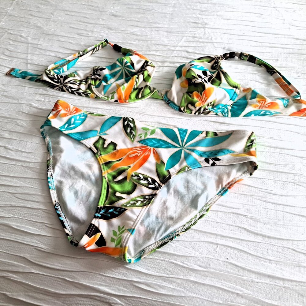 Christina 90's Vintage Tropical Floral Bikini 2 Piece Set Medium